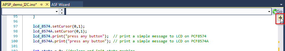 Split the code window in Visual Micro for Atmel Studio